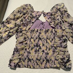 Free people blouse gorgeous tie front size large